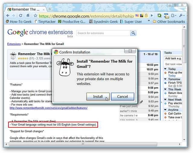 Remember The Milk in Gmail: Add a Task Pane in Chrome