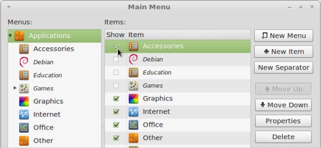 Linux Mint 12: Add and Edit Main Menu Items
