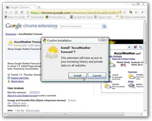 Add Weather Forecasts to Google Chrome - Extension