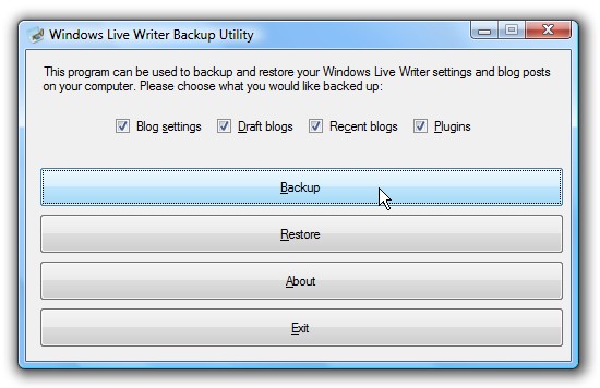 Backup Windows Live Writer Settings - Protect Your Work
