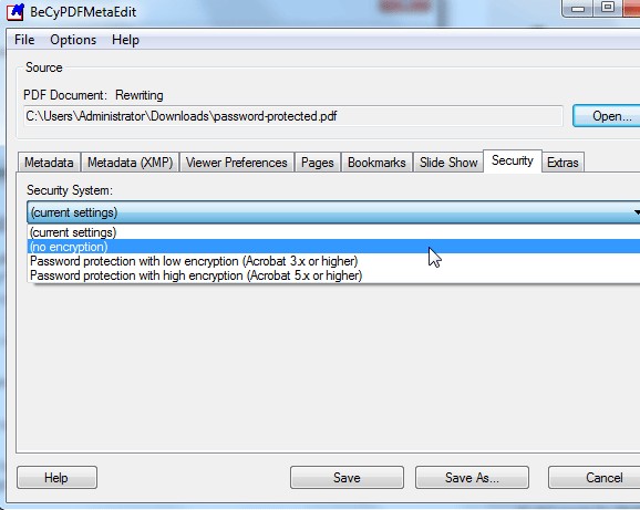 BeCyPDFMetaEdit - Remove PDF Passwords