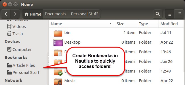 Ubuntu 14.04: Add Bookmark in Nautilus (Files)
