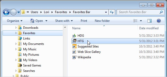 Change Internet Explorer Favorites Save Location