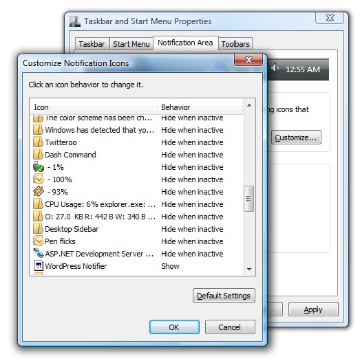 Clean Up Old Notification Icons in Windows Vista