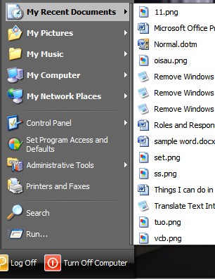 Clear Recent Documents XP - Clean Up Your Start Menu