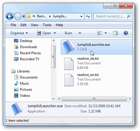 Windows 7 Taskbar Jumplist Launcher - Consolidate & Organize