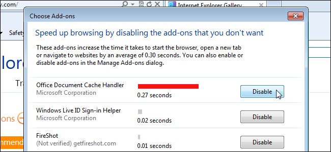 Speed Up Internet Explorer 9: Disable Add-Ons