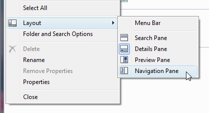Disable Favorite Links in Windows Vista Explorer