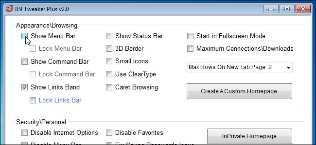 IE9 Tweaker Plus: Customize Internet Explorer 9