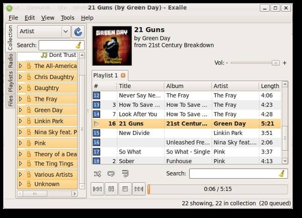 Exaile 0.3.0 - Music Player for Ubuntu