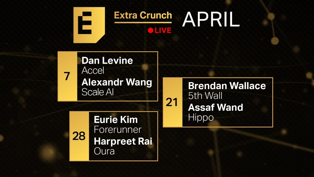 Extra Crunch Live: April Speakers - Forerunner, Accel & Fifth Wall