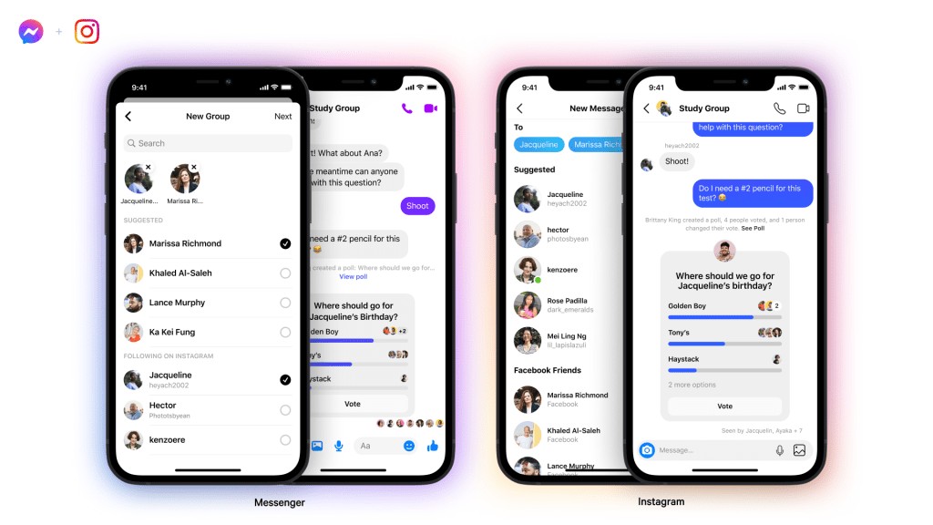 Facebook Messenger & Instagram: New Cross-App Group Chats
