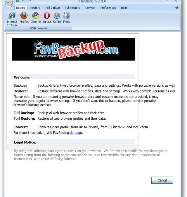 FavBackup - Backup Your Browser Data Easily