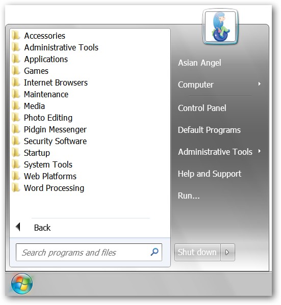 Aero Start Menu for Windows 7 - Classic Look