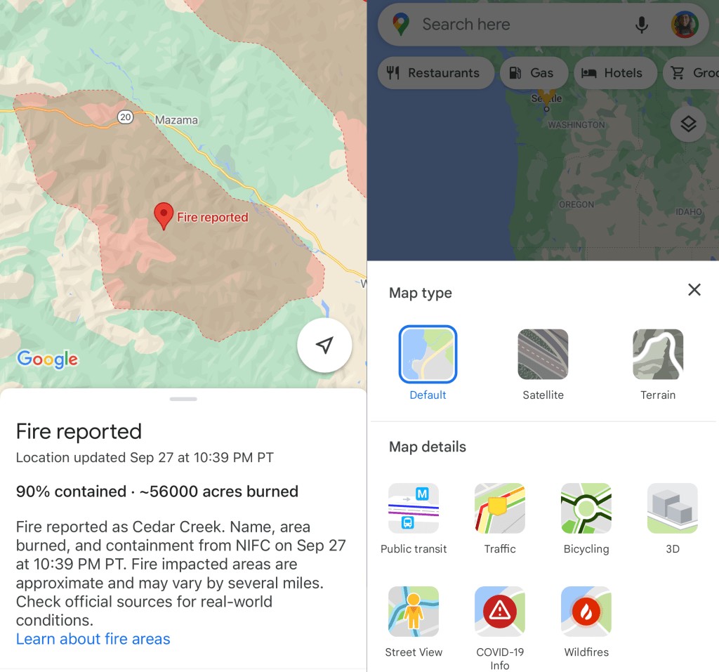 Google Maps Enhances Wildfire Tracking & Tree Cover Data