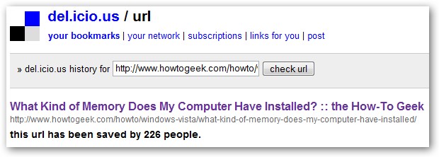 Check del.icio.us Bookmarks - How to Find Bookmark Counts