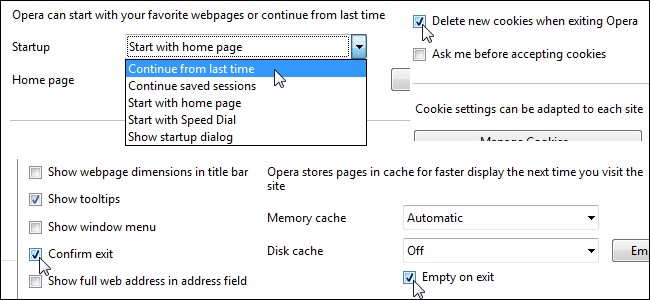 Automatically Clean Opera Browser Data on Exit
