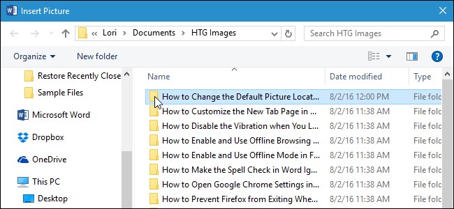 Change Default Picture Insert Location in Microsoft Word