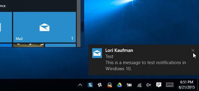 Enable or Disable Email Notifications in Windows 10
