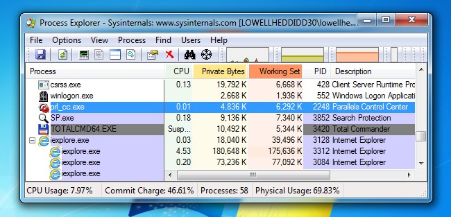 Pause and Resume Windows Applications with Process Explorer