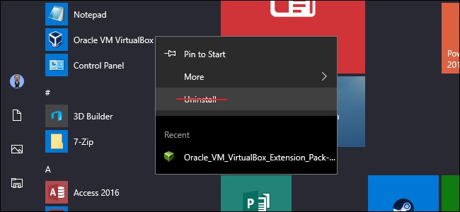 Remove Uninstall Option from Windows 10 Start Menu