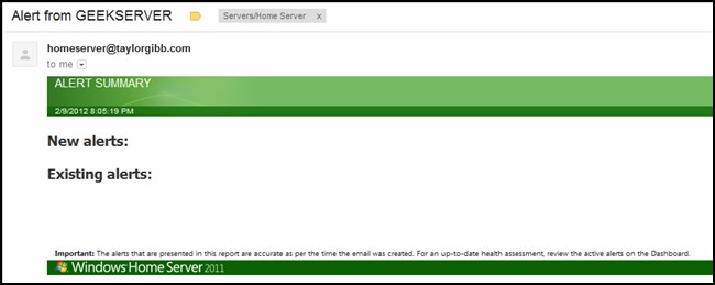 Set Up Email Notifications for Windows Home Server