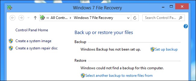 Using Windows 7 Backup Tools in Windows 8