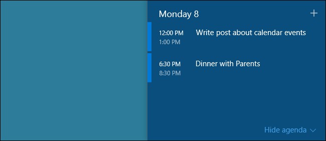 View & Add Calendar Events from Windows 10 Taskbar