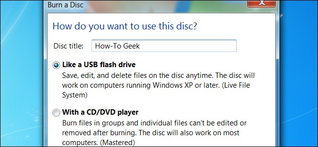 Live File System vs. Mastered Disc Formats in Windows