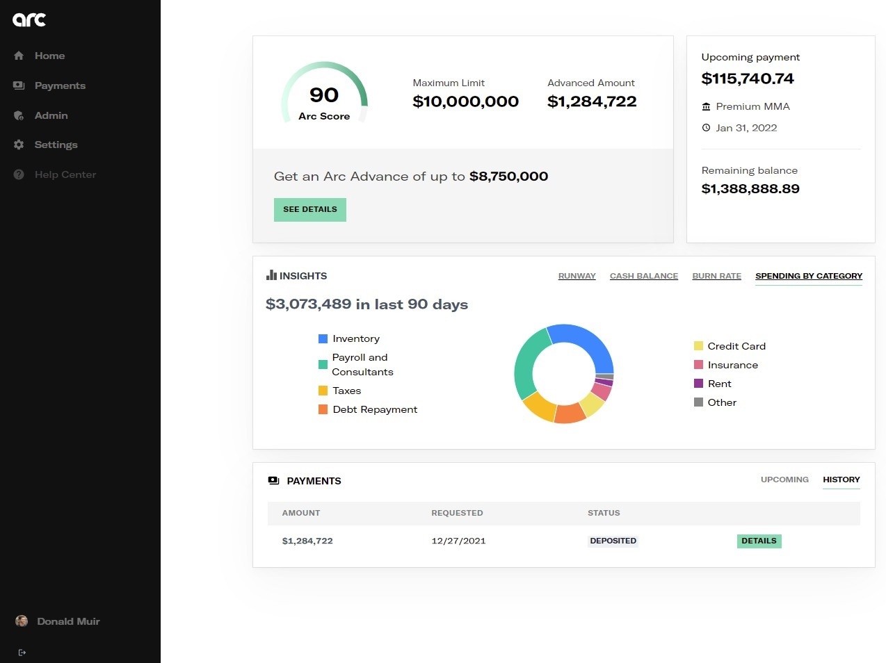 arc wants to build the de facto finance solution for saas startups