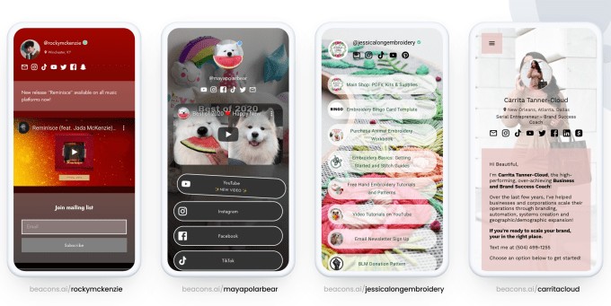 beacons debuts a ‘link in bio’ mobile website builder that helps creators make money, not just list links