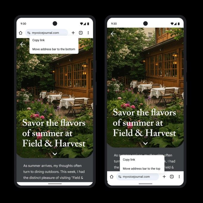 chrome for android now lets you move the address bar to the bottom, too