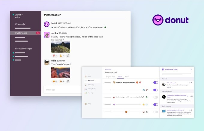 donut launches watercooler, an easy way to socialize online with co-workers