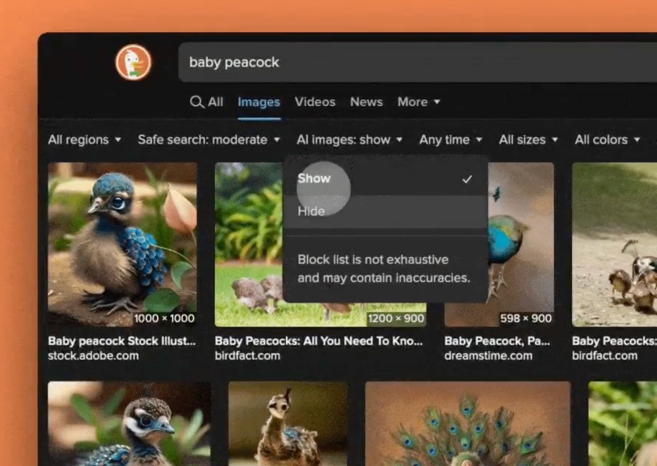 duckduckgo now lets you hide ai-generated images in search results