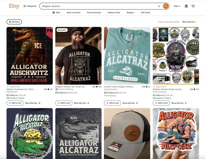etsy faces user boycott over ‘alligator alcatraz’-branded products