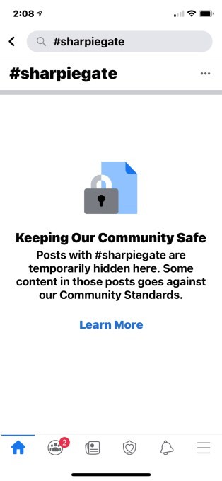 facebook blocks hashtags for #sharpiegate, #stopthesteal election conspiracies