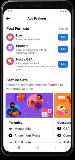 facebook groups to gain personalization features, subgroups, chat and tools for making money