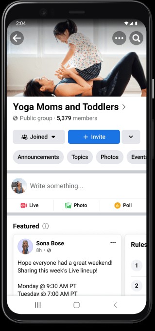 facebook groups to gain personalization features, subgroups, chat and tools for making money