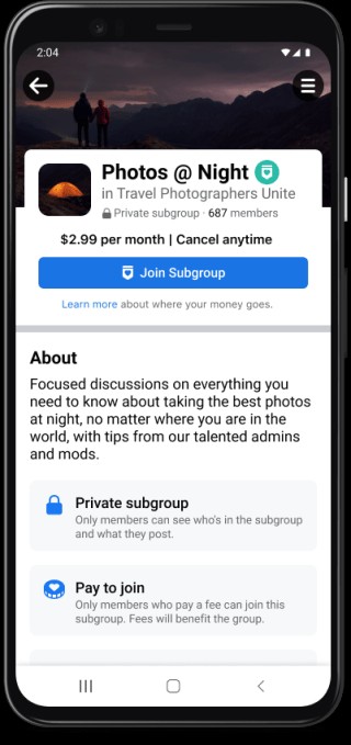 facebook groups to gain personalization features, subgroups, chat and tools for making money