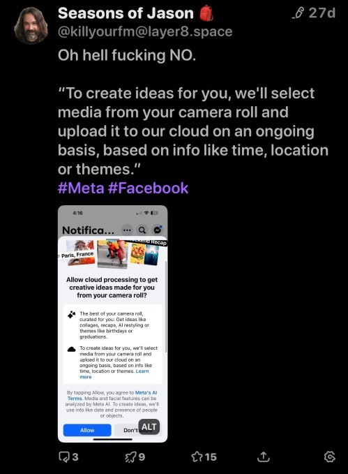 facebook is asking to use meta ai on photos in your camera roll you haven’t yet shared