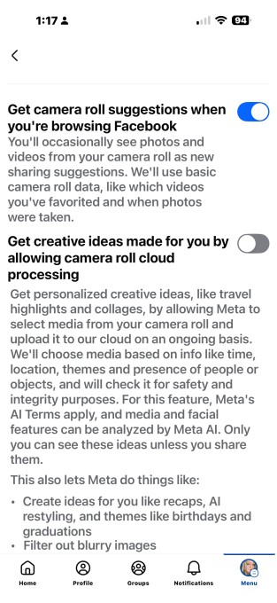 facebook is asking to use meta ai on photos in your camera roll you haven’t yet shared