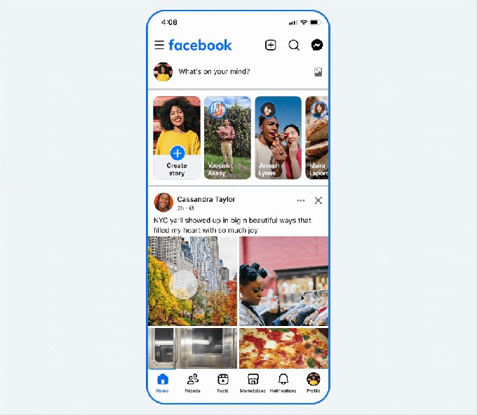 facebook redesign focuses on friends, photos, marketplace, and more