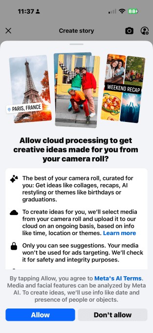 facebook’s ai can now suggest edits to the photos still on your phone
