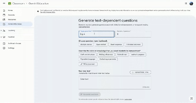 google classroom gives teachers an ai feature for quiz questions