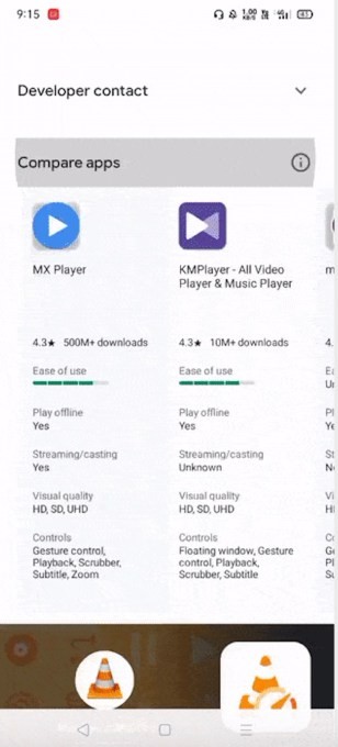 google tests a helpful app comparison feature on google play