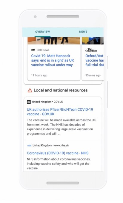 google to add covid-19 vaccine information panels to search