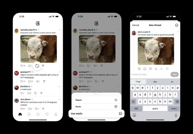 instagram threads adds ‘use media’ feature for resharing photos and videos