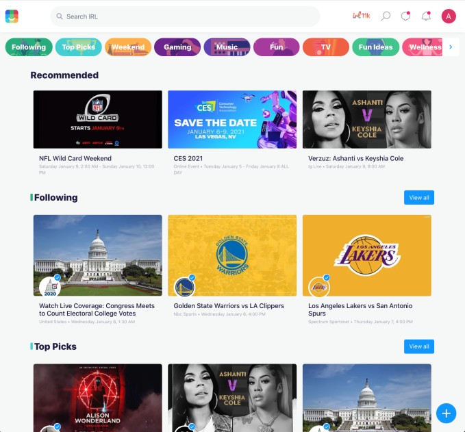 now with over 10m monthly users, irl turns its events website into a social network