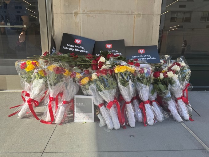 parents who lost children to online harms protest outside of meta’s nyc office