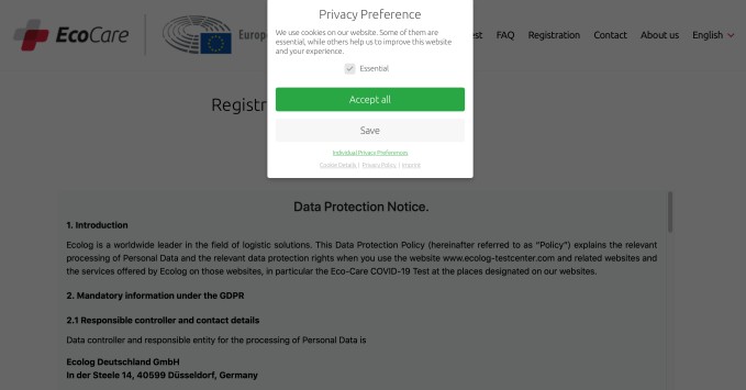 privacy complaint targets european parliament’s covid-19 test-booking site